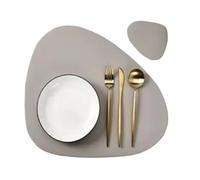 Faux Leather Placemats 2pcs Faux Leather Placemats Set of 1/4/6 Washable Place Mats for Square Round Table for Kitchen Patio Indoor Outdoor(Cream grey,1set)