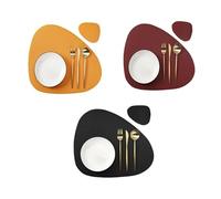 Faux Leather Placemats 2pcs Faux Leather Placemats Set of 1/4/6 Washable Place Mats for Square Round Table for Kitchen Patio Indoor Outdoor(Red,6sets)