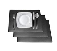 Faux Leather Placemats for Dinner Table, Pack of 4 (Black)