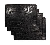 Faux Leather Placemats for Dinner Table, Pack of 4 (Crocodile Black)