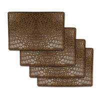 Faux Leather Placemats for Dinner Table, Pack of 4 (Crocodile Brown)
