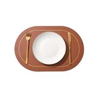 Faux Leather Placemats Placemats Set of 1/4/6pcs,Table Mats Waterproof Wipeable PU Leather Heat Resistant Non-Slip Kitchen(Brown,4PCS 45x30CM)