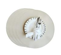 Faux Leather Placemats Set, Round PU Vintage Dining Table Mats, Thick Wipeable Waterproof, Heat Resistant Place Mats for Kitchen Dining Table, Party Decoration, 4pcs Creamy White