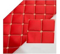 Faux Leather Quilted Diamond Fluted Car Seating Vehicle Upholstery Vinyl PVC Stitch Padded Cushion Linen Wadding Fabric(Red,1.6x3m)