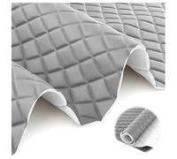 Faux Leather Quilted Faux Leather Diamond Fluted Car Seating Vehicle Upholstery Fabric，Vinyl PVC Leather Stitch Padded Cushion Linen Wadding(Light Grey,1.6X1m)