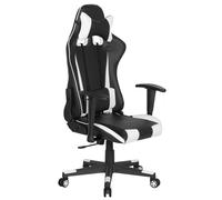 Faux Leather Reclining Office Chair Black with White GAMER