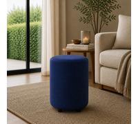 Faux Leather Round Stool Seating Cornflower Blue Faux Leather