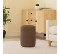 Faux Leather Round Stool Seating : Dimensions - 360mm (W) X 430mm (H), Material & Colour - Chestnut Faux Leather (Brown)