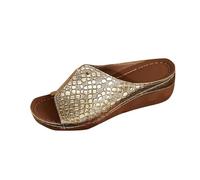 Faux Leather Sandals for Women UK Sale Wedge Slippers Ladies Comfo with Arch Support Sliders Summer Peep Toe Mid Mule Sandal Lightweight Comfortable Sliders Beach Platform Shoes