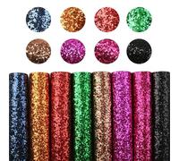 Faux Leather Sheets A5 Size 5-8pcs/lot Chunky Glitter Faux Leather Sheets Solid Color Synthetic Fabric Set DIY Earrings Bows Craft(1099309001)