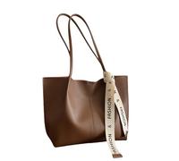Faux Leather Shopping Bag Women's Shoulder Bag College Tote Handbag Work Shopping Bag Purse Shoulder Bags Women Black With, coffee, One Size