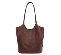 Faux Leather Shopping Bag Women's Shoulder Bag College Tote Handbag Work Shopping Bag Purse Shoulder Bags Men Laptop 17, coffee, One Size
