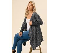 Faux Leather Sleeve Cardigan Yours Grey 18