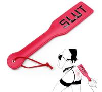 Faux Leather Slut Spanking Paddle for Sex Play, 32cm Sex Paddle Leather Slut Spanking Paddle for Sex Play, Sex Paddle Role Play, Adult BDSM Flogger for Bedroom Cosplay Game (Red)