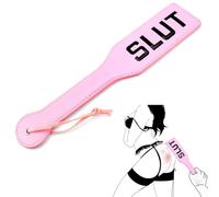 Faux Leather Slut Spanking Paddle for Sex Play, 32cm Sex Paddle Leather Slut Spanking Paddle for Sex Play, Sex Paddle Role Play, Adult BDSM Flogger for Bedroom Cosplay Game (Pink)
