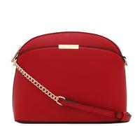 Faux Leather Small Dome Crossbody bag with Chain Strap, Red, One Size