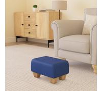 Faux Leather Small Footstools Cornflower Blue Faux Leather - Natural Wood Chunky Legs