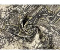 Faux Leather Snake Skin PU Fabric Material Grey 1MTR