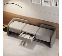 Faux Leather Sto Bench with Shoe nizer Multi-Functal Entryway Seat Ideal for Bedroom & Hallway Grey 120 x 45 x 48 cm