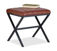 Faux Leather Stool Make-up Seat Decorative 46x47x42cm Modern Brown Elegant Metal