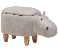Beliani Faux Leather Storage Animal Stool Light Grey Hippo