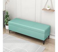 Faux Leather Storage Ottoman Bench - Extra Long Toy Box Organizer Upholstered Bedroom Bench Supports 300 Lbs - Stylish Green (90cm) for Living Room & Kids' Rooms
