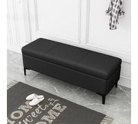Faux Leather Storage Ottoman Bench With Storage Extra Long Upholstered Bedroom Bench With Storage Space For Entryway Ottomans Stools Storage Benches Storage Footstool For Bedroom, Living Room(Black,12