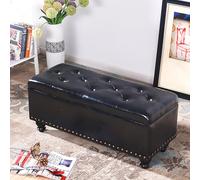 Faux Leather Storage Ottoman BenchUpholstered Footstool & Couch Seat with Hidden Storage for Entryway Organization (31.5"x15.7"x16.9")