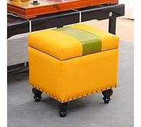 Faux Leather Storage Ottoman Cube Footrest with Solid Wood Storage Box Shoe Change Stool & Toy Small Size 40x34x40cm (16x13x16 inch)