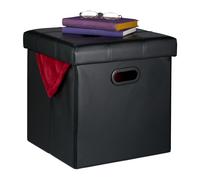Faux Leather Storage Ottoman Seat Cube Stool Foldable Stool Box Space 39x37x37cm