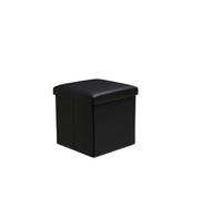 Faux Leather Storage Ottoman Storage Box With Lid Foldable - 38X38X38Cm Square Black