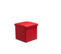 Snug City Faux Leather Storage Ottoman Storage Box With Lid Foldable - 38x38x38cm Square in Red | Size: Small Snug City Red S
