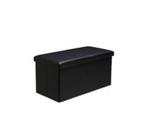 Faux Leather Storage Ottoman Storage Box With Lid Foldable - 76X38X38Cm Rectangle Black
