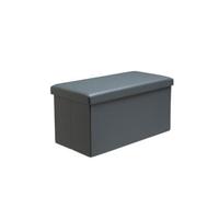 Faux Leather Storage Ottoman Storage Box With Lid Foldable - 76X38X38Cm Rectangle Grey