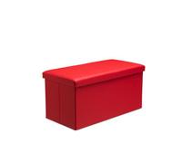 Faux Leather Storage Ottoman Storage Box With Lid Foldable - 76X38X38Cm Rectangle Red