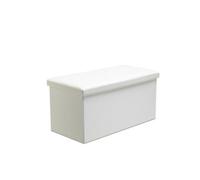 Faux Leather Storage Ottoman Storage Box With Lid Foldable - 76X38X38Cm Rectangle White