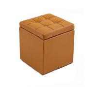 Faux Leather Storage Ottoman Upholstered Shoe Bench with LiftOff Lid Small Tufted Footrest Stool for Living Room Bedroom Entryway (30x30x35cm)