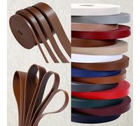 Faux Leather Strap Binding Ribbon Trim Double Sided Thick Trimming Flat Tape Cord in 15 Colors Strong Upholstery Strips 10mm 20mm 30mm 50mm. [Light Brown #832, 50mm - 10 Meters]