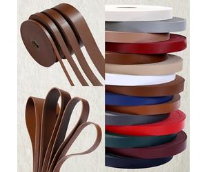 Faux Leather Strap Binding Ribbon Trim Double Sided Thick Trimming Flat Tape Cord in 15 Colors Strong Upholstery Strips 10mm 20mm 30mm 50mm. [Beige #916, 10mm - 18 Meters]