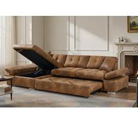 Faux Leather Suede Brown 1C2 Corner Sofabed With Storage Harry