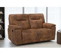 Faux Leather Suede Brown 2 Seater Manual Recliner Sofa