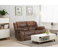 Faux Leather Suede Brown 2 Seater Manual Recliner Sofa Naples
