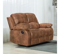 Faux Leather Suede Brown 2 Seater Manual Recliner Sofa Valencia
