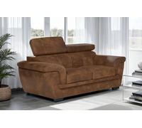 Faux Leather Suede Brown 2 Seater Sofa