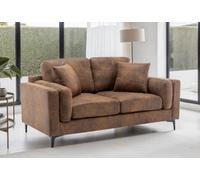 Faux Leather Suede Brown 2 Seater Sofa