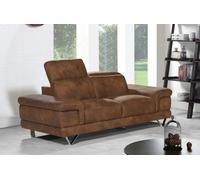 Faux Leather Suede Brown 2 Seater Sofa Chicago