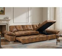 Faux Leather Suede Brown 2C1 Corner Sofabed With Storage Harry
