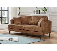 Faux Leather Suede Brown 3 Seater Sofa