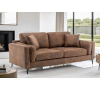 Faux Leather Suede Brown 3 Seater Sofa