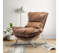 Faux Leather Suede Brown Pierina Accent Chair
